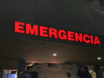 white and red ambulance van